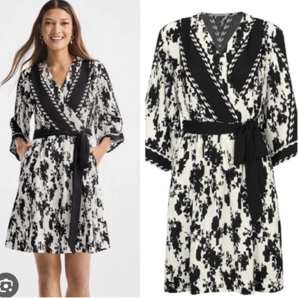 Cabi X-Factor Dress #6369 Black & White floral XXL MSRP $158 Missing Belt